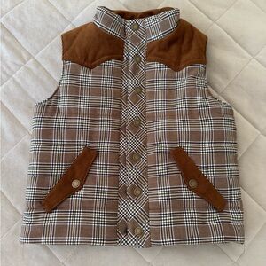 Janie and Jack Brown Plaid Vest